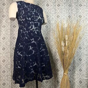 Gabby Skye  Floral Lace Navy Blue Dress Size 8